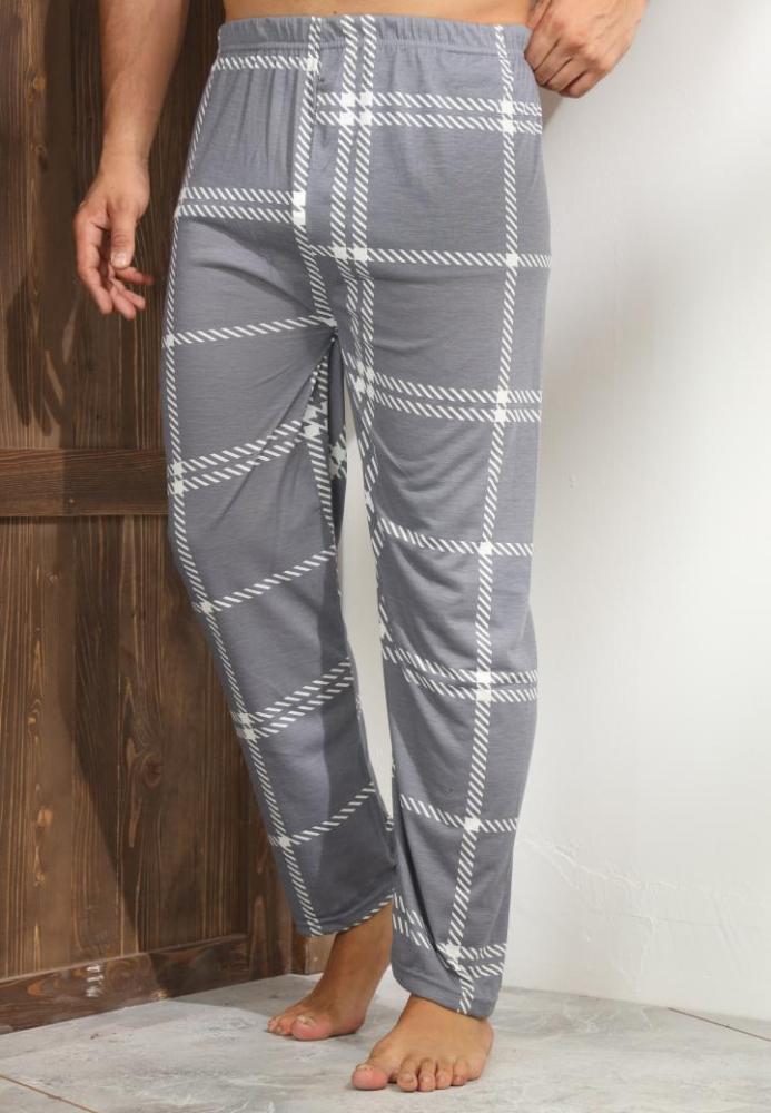 Pantaloni de Pijama Barbati Culoare Gri cu Alb,Engros,Engros